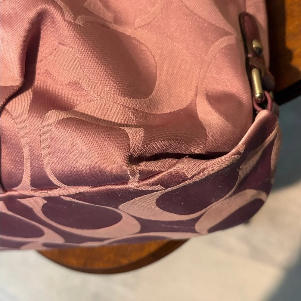 Coach  Brooke satchel  monogram canvas  lavender/dark violet trim Crossbody bag